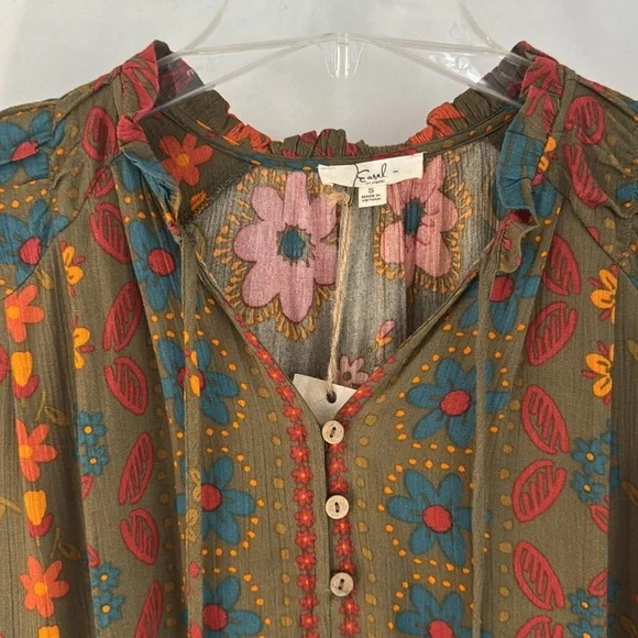 Easel Loose fit RUFFLE dress. Small. NWT pockets - Picture 2 of 8